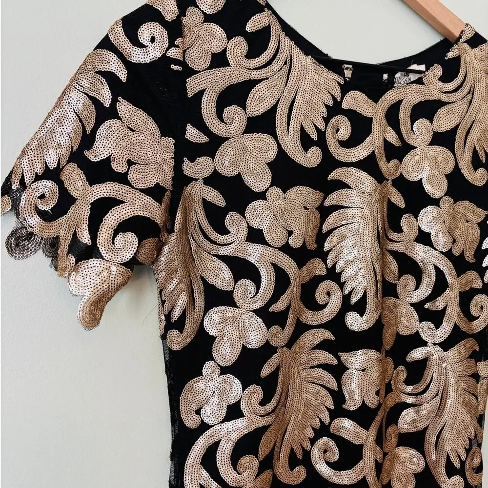 Molly Bracken New Gold Sequin Mini Cocktail Dress, Small - Picture 3 of 9